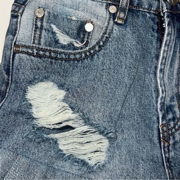 One Teaspoon Womens Mid Waist Bandits Distressed Denim Shorts Size 28 Blue Casua - Picture 8 of 16